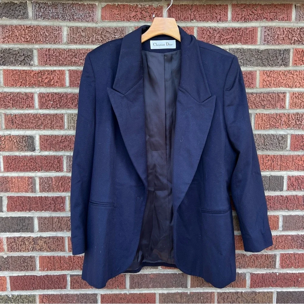Christian Dior Navy Blue Oversized Blazer Suit Jacket